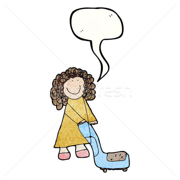 child's drawing of a woman with vacuum cleaner Stock photo © lineartestpilot