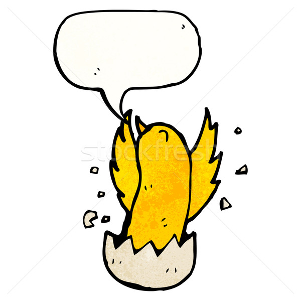 Cartoon chick vogel praten retro tekening Stockfoto © lineartestpilot