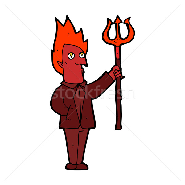 cartoon devil with pitchfork Stock photo © lineartestpilot