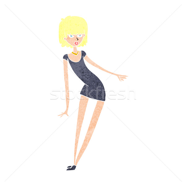 Stock photo: cartoon woman in dress leaning