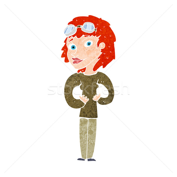 cartoon aviator woman Stock photo © lineartestpilot