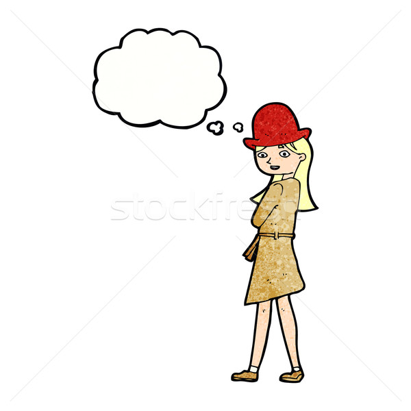 Cartoon Homme espion bulle de pensée femme main [[stock_photo]] © lineartestpilot