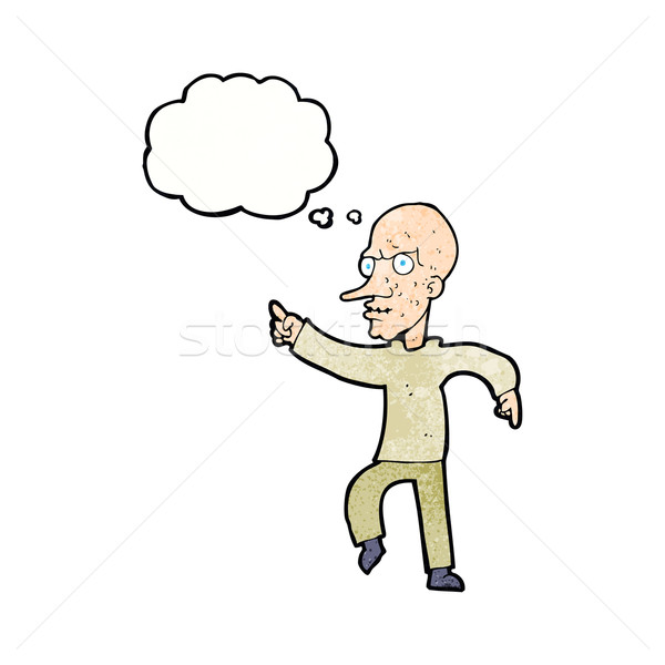 Cartoon colère vieillard bulle de pensée main homme [[stock_photo]] © lineartestpilot