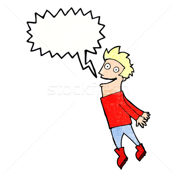 cartoon drenched man flying with speech bubble Stock photo © lineartestpilot