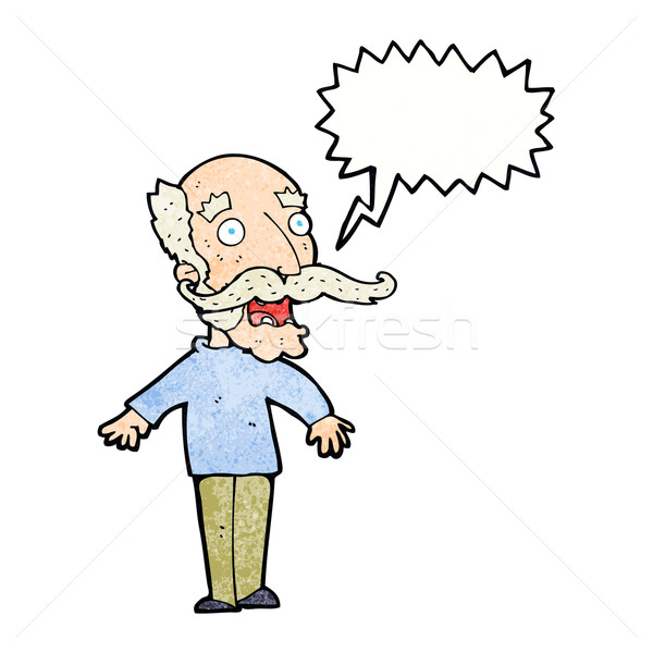 cartoon old man gasping in surprise with speech bubble Stock photo © lineartestpilot