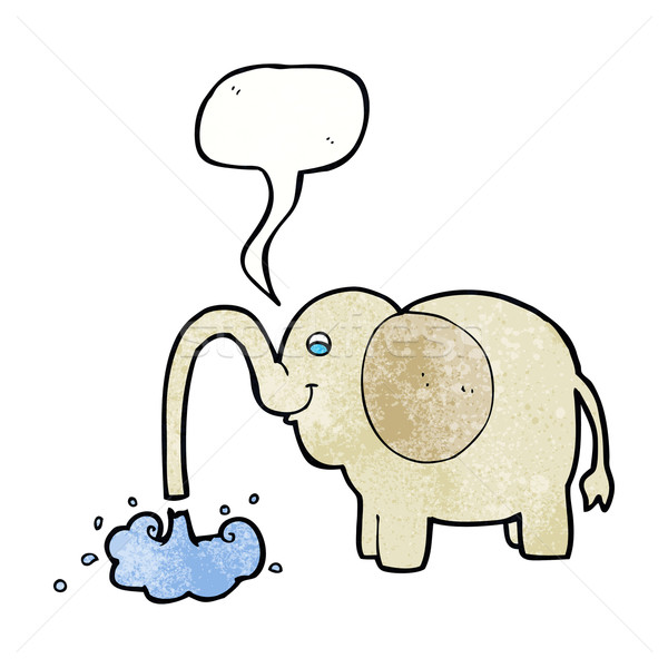 Stock photo: cartoon elephant squirting water with speech bubble