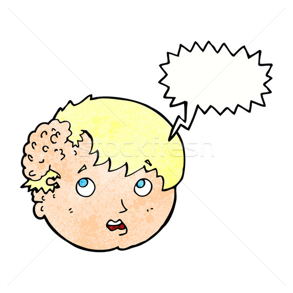 Karikatur Junge häßlich Wachstum Kopf Sprechblase Stock foto © lineartestpilot
