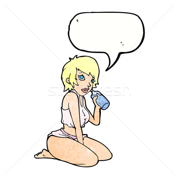 Cartoon Sexy спортзал девушки речи пузырь стороны Сток-фото © lineartestpilot
