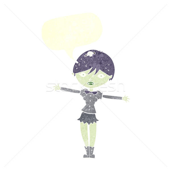 Rajz vámpír lány szövegbuborék nő kéz Stock fotó © lineartestpilot