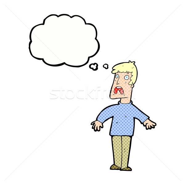 Cartoon przerażony człowiek bubble myśl strony projektu Zdjęcia stock © lineartestpilot