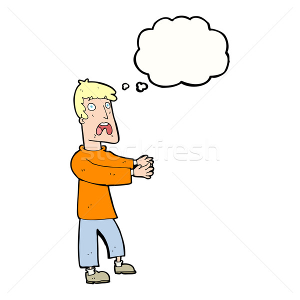 cartoon terrified man with thought bubble Stock photo © lineartestpilot