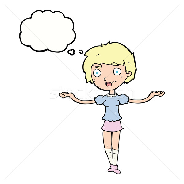cartoon woman spreading arms with thought bubble Stock photo © lineartestpilot