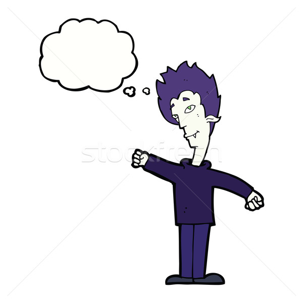 Stock photo: cartoon vampire man with thought bubble