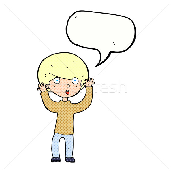 cartoon startled boy with speech bubble Stock photo © lineartestpilot