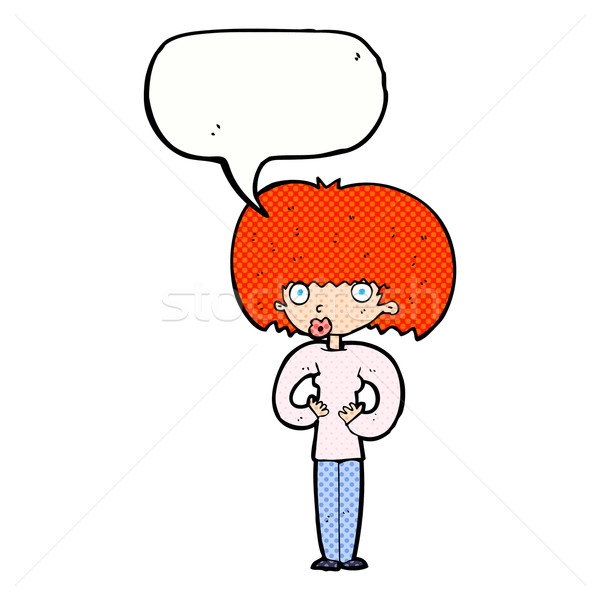 cartoon surprised woman with speech bubble Stock photo © lineartestpilot