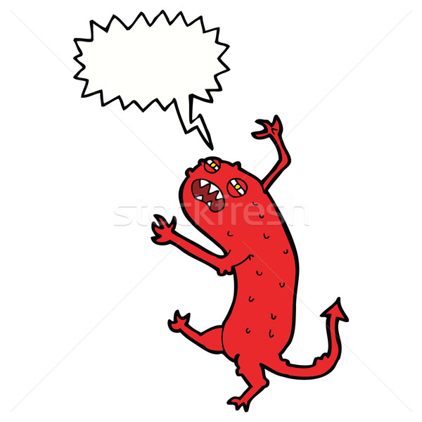 cartoon little monster with speech bubble Stock photo © lineartestpilot