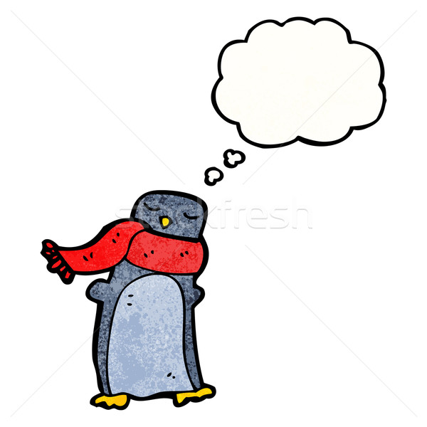Cartoon Pingwin szalik tekstury strony szczęśliwy Zdjęcia stock © lineartestpilot