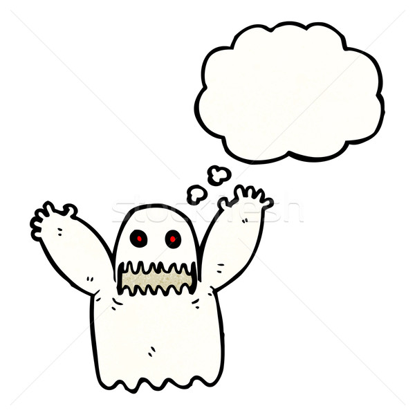 Desenho animado fantasma retro pensando desenho idéia Foto stock © lineartestpilot