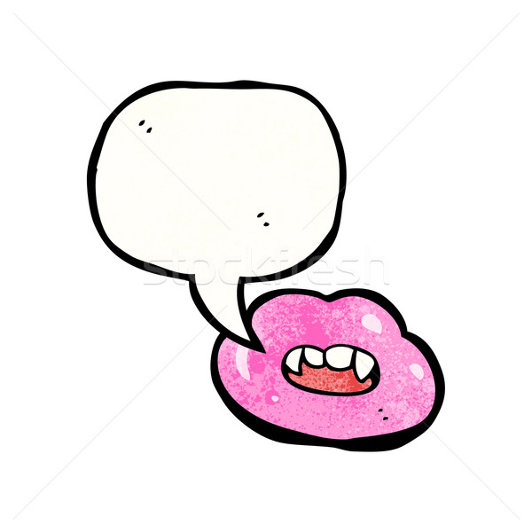 Cartoon różowe usta usta retro rysunek wampira Zdjęcia stock © lineartestpilot
