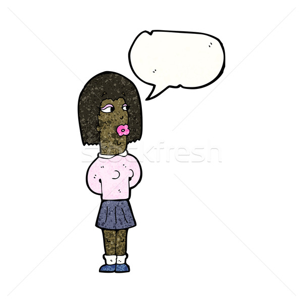 Cartoon lelijk vrouw tekstballon kunst retro Stockfoto © lineartestpilot