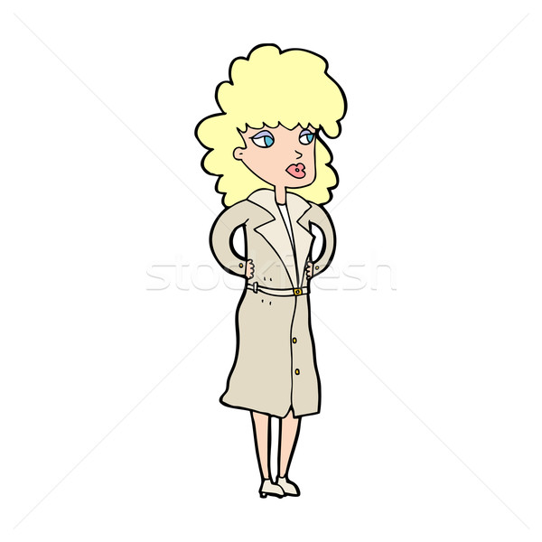 Cartoon kobieta okop płaszcz projektu sztuki Zdjęcia stock © lineartestpilot