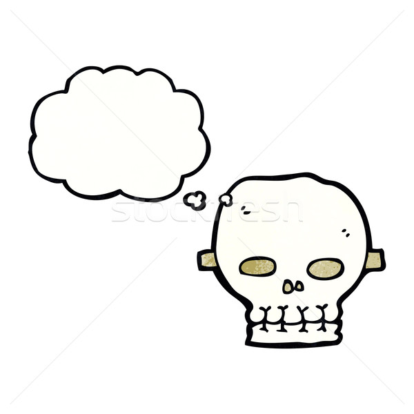 cartoon spooky skull mask with thought bubble Stock photo © lineartestpilot