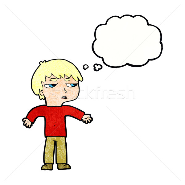cartoon annoyed boy with thought bubble Stock photo © lineartestpilot