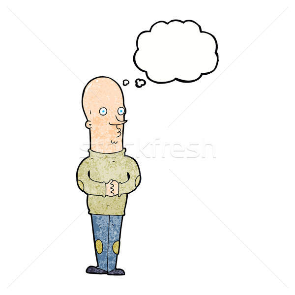 Desenho animado engraçado careca homem balão de pensamento mão Foto stock © lineartestpilot