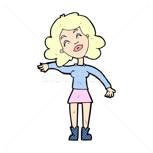 Képregény rajz nő viccelődés retro képregény Stock fotó © lineartestpilot