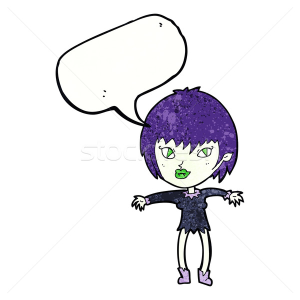 [[stock_photo]]: Cartoon · vampire · fille · bulle · femme · main