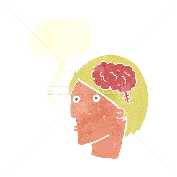 cartoon man with brain symbol with speech bubble Stock photo © lineartestpilot