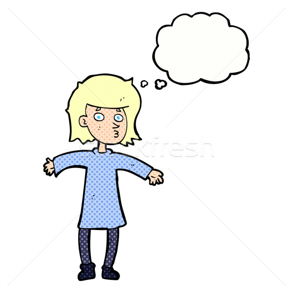 Cartoon nerwowy kobieta bubble myśl strony projektu Zdjęcia stock © lineartestpilot