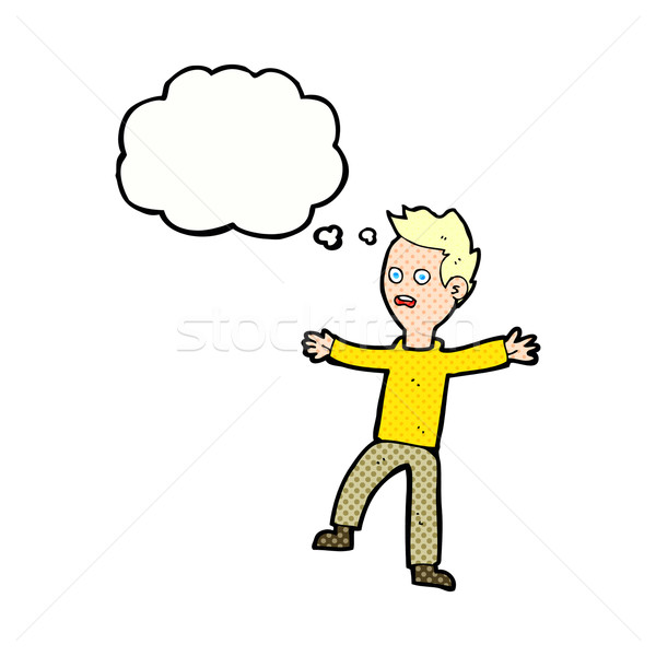 cartoon startled boy with thought bubble Stock photo © lineartestpilot