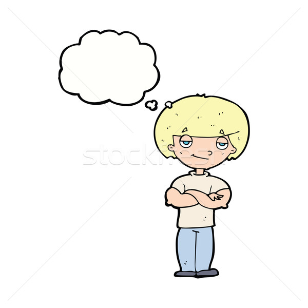 cartoon smug looking man with thought bubble Stock photo © lineartestpilot