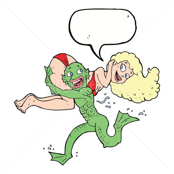 Karikatur Sumpf Monster tragen Mädchen bikini Stock foto © lineartestpilot
