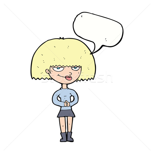 cartoon sly woman with speech bubble Stock photo © lineartestpilot