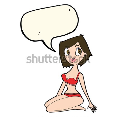 Desen animat pretty woman lenjerie de corp bule de vorbire mână proiect Imagine de stoc © lineartestpilot