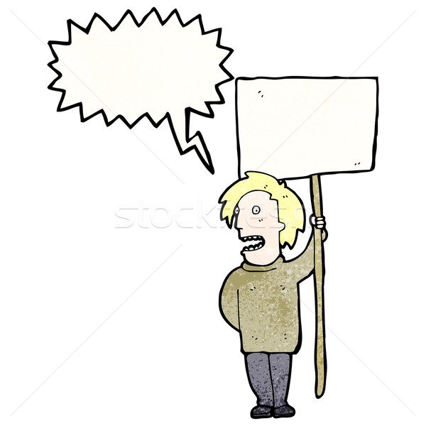 cartoon chanting protester with sign Stock photo © lineartestpilot