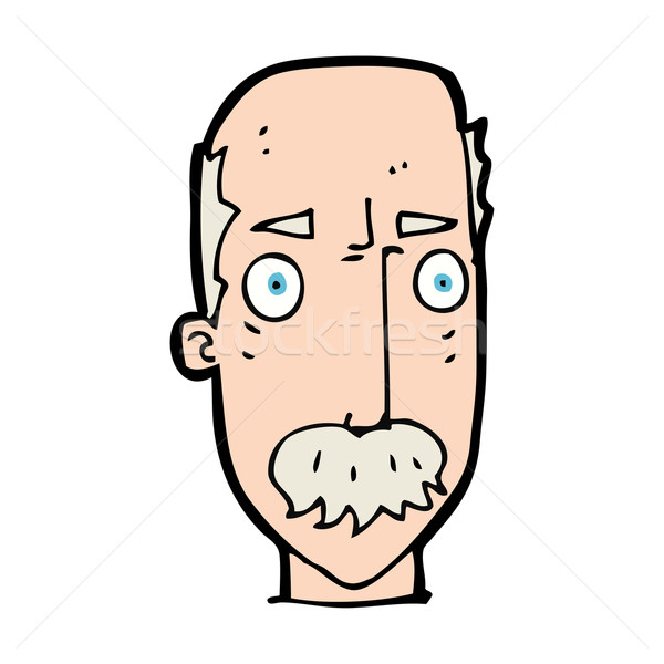 Cartoon agacé vieillard main visage homme [[stock_photo]] © lineartestpilot