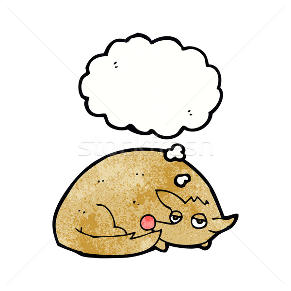 cartoon curled up dog with thought bubble Stock photo © lineartestpilot