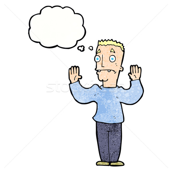 cartoon man surrendering with thought bubble Stock photo © lineartestpilot