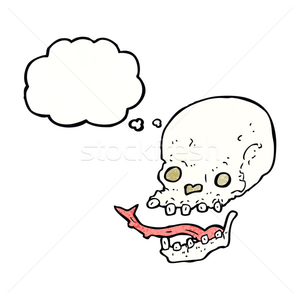 cartoon spooky skull with thought bubble Stock photo © lineartestpilot