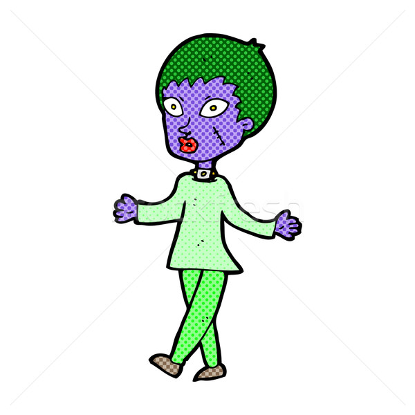Komische cartoon halloween zombie vrouw retro Stockfoto © lineartestpilot