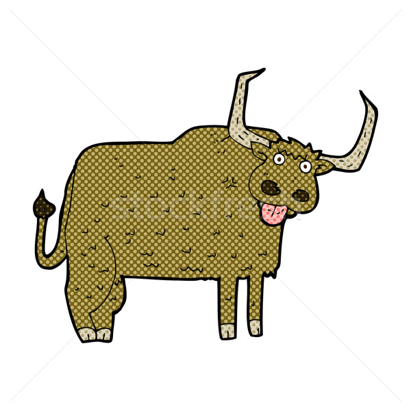 Cômico desenho animado peludo vaca retro Foto stock © lineartestpilot
