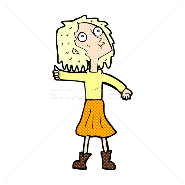 comic cartoon woman looking up to the sky Stock photo © lineartestpilot