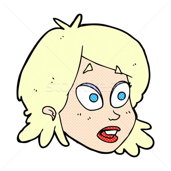 comic cartoon female face with surprised expression Stock photo © lineartestpilot