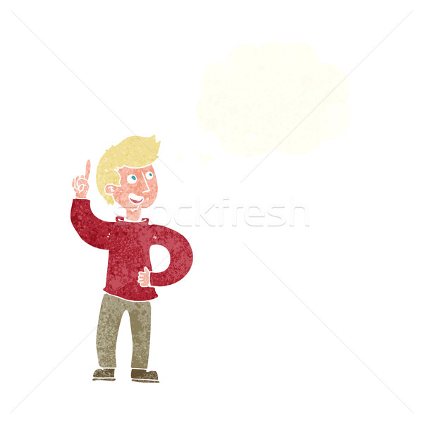 Karikatur Mann Idee Gedankenblase Hand Design Stock foto © lineartestpilot