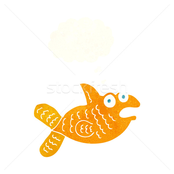 Desenho animado peixe balão de pensamento mão projeto louco Foto stock © lineartestpilot