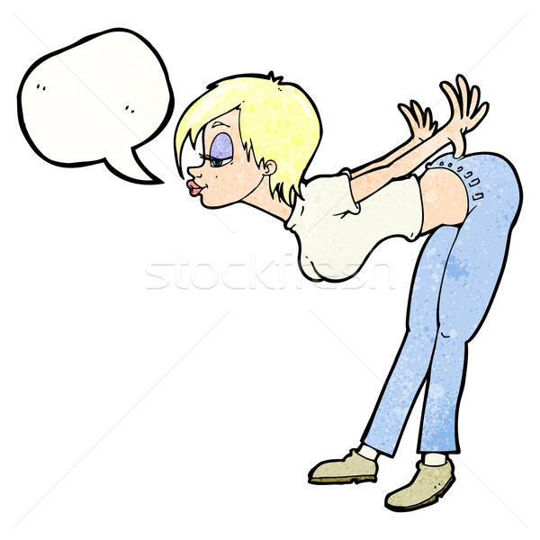 Cartoon сексуальная женщина речи пузырь стороны Sexy дизайна Сток-фото © lineartestpilot