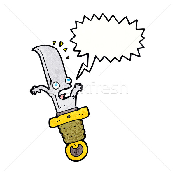 Stock photo: cartoon frightened knife with speech bubble